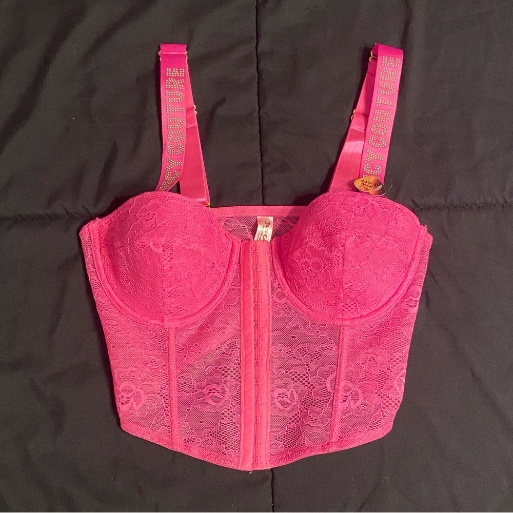 Juicy Couture Pink Lace Corset Top
